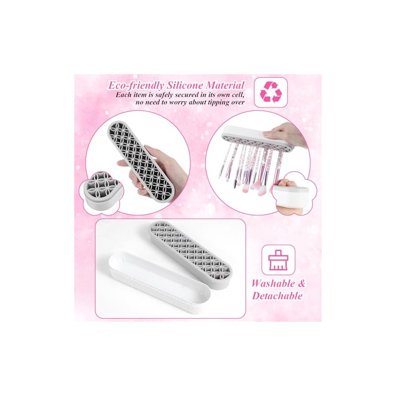 Silicone Makeup Brush Holder Stand for Vanity Storage, Multipurpose Cosmetic