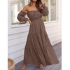ZESICA Women's 2025 Boho Sexy Off Shoulder Long Sleeve Smocked