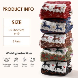 5 Pairs Wool Socks for Women - Comfortable and Warm Womens Wool Socks, Wool Socks Women, Classic Women's Winter Socks, Super Soft Crew Socks for Women, Thick Knit Cabin Cozy Wool Socks Gifts For Women