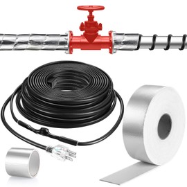 Relaxweex Heat Tape with Insulation Wrap, 49.2ft Winter Deicing Heating Cable for Water Pipe, Fiber Insulation Wrap Pipe (Metal and Plastic) Freeze Protect and Self Regulating Temperature, 120v 8w/ft