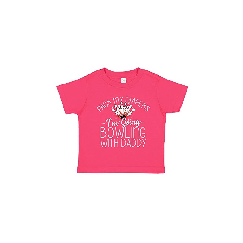 I'm Going Bowling with Daddy Toddler T-Shirt 2T Cyber Pink