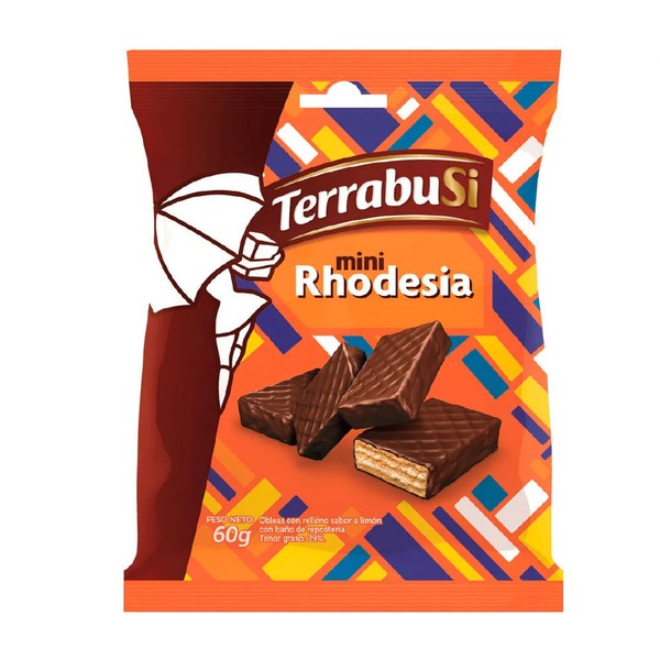 Terrabusi Mini Rhodesia Small Biscuits with Creamy Lemon Filling and Chocolate Coated Wholesale Bulk Box, 60 g / 2.1 oz (box of 48)