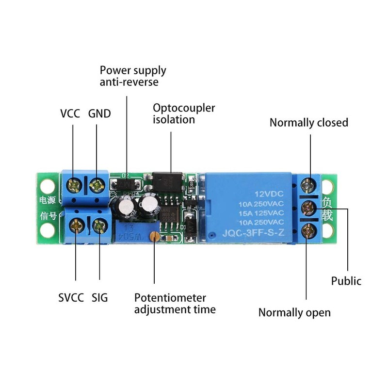 Timer Relay Module 1PCS DC12V Adjustable Signal 0 to 25