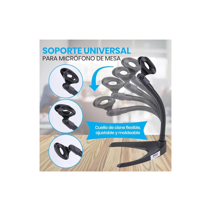 Pyle Soporte de Micrófono de Escritorio, Soporte Universal para Micrófono