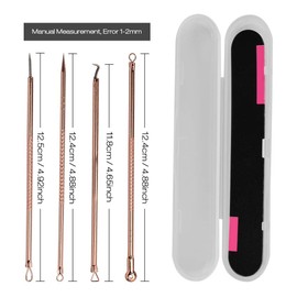 ATOMUS 4 Pieces Blackhead Remover, Comedone Squeezer Set Made of Stainless Steel, Double-Sided Cuticle Pusher Tool, Professional Health Treatment for Pimples, Whiteheads, Acne Extractors