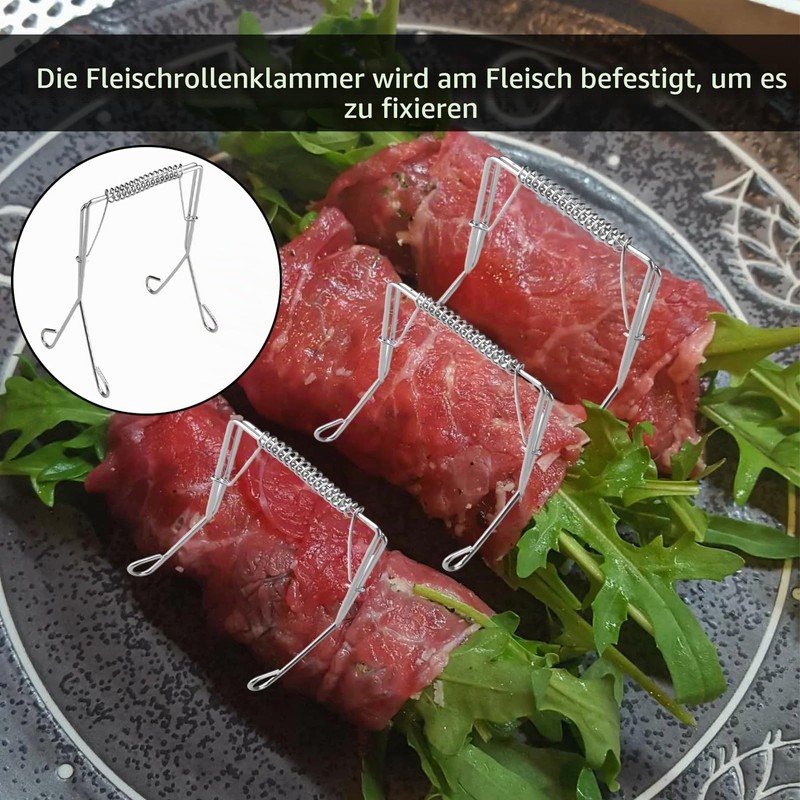 Roulade Clips Stainless Steel Meat Rolls Tensioning Pack of 10