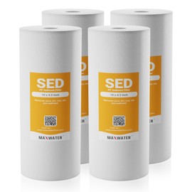 Max Water 5 Micron 10 x 4.5 Whole House Sediment Water Filter Well Water 10-inch Big Water Filter Replacement Cartridge Compatible with W15-PR, DGD-5005, AP810, HD-950A, WFHD13001B, 4-Pack