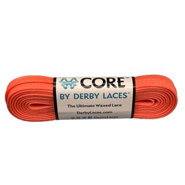 Derby Laces CORE Narrow 6mm Waxed Lace for Figure Skates, Roller Skates, Boots, and Regular Shoes, Coral, 84 Inch / 213 cm