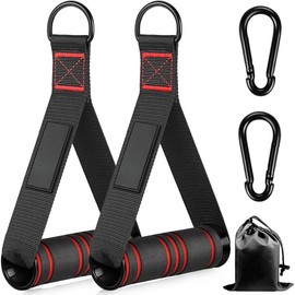 Heavy Duty Exercise Handles, Gym Handles for Cable Machine Attachment, Grip Gym Equipment, Resistance Bands, and Weight Lifting (Set of 2) - Color: Black Red