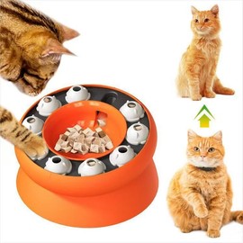 QUJOGA Cat Puzzle Feeder, Puzzles Cats Slow Feeder Treat Dispenser for Indoor Cats, Mental Stimulation Slow Feeder Cat Bowl, Reduce Boredom and Anxiety