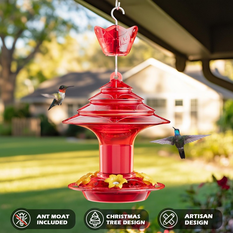 Birdream Hummingbird Feeder for Outdoors Hanging 40oz 10 Feeding Ports,