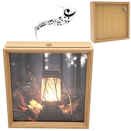 Forest Lamp 6x6 Wooden Picture Frame Touch LED Night Light, Rechargeable Cordless 3-Color Table Lamp DIY Musical Gift for Desk Decor Birthday Mother's Day