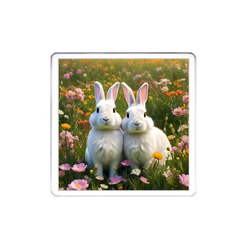 Rabbit Coaster Set. 4 different Bunny Pictures on 10cm x