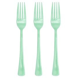 50 PCS Mint Green Plastic Forks, Green Utensil Heavy Duty Plastic Cutlery Set Disposable Utensils Sets for Brithday, Wedding, Baby Shower, Bridal Shower, Picnic