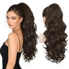 Long Curly Wavy Claw Clip Ponytail Extension,24" Chocolate Brown