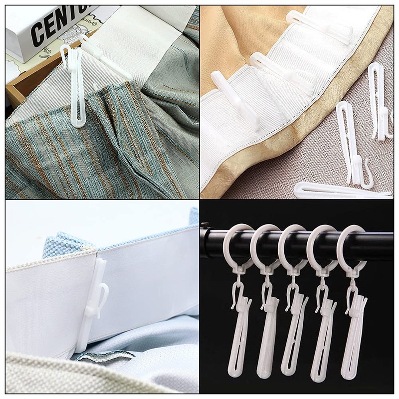 AHEOVSD 20 Pcs Adjustable Plastic Curtain Hooks - Depth Pinch
