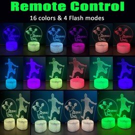 XRR Football Night Light, Pack of 2 Football 3D Illusion Lamp for Children Night Light Children with 16 Colours Changing and Remote Control, Desk Lamps, Gifts for Girls Boys