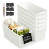 Plastic Storage Bins 6 Pack with Clip Labels & Chalk