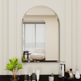 Arched Bathroom Mirror, 32X40 inch Arched Frameless Mirror, Arch Wall Mirror，for Living Room Bedroom entryway Mantel Hallway Decoration, Vertical Hanging