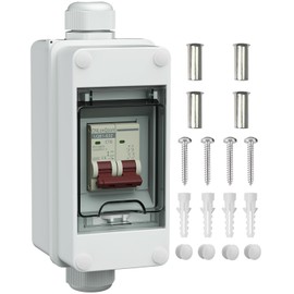 CNLonQcom Solar Panel Disconnect Switch 16A 500V DC/AC Miniature Circuit Breaker with Breaker Box IP65 Waterproof for Outdoor, RV, Solar Panel and Home