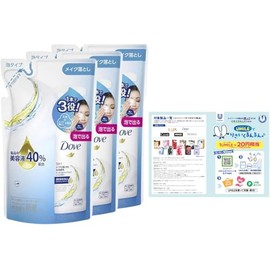 Dove 3-in-1 Foam Face Wash, Makeup Remover, Refill, 4.0 oz (120 mL) x 3 Packs, Leaflet Included