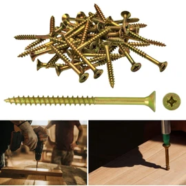 TERF® Multi Purpose Screws 6.0 X 90mm Pozi Flat Double Countersunk Zinc Yellow Screws For PVCu Wooden Timber Chipboard MDF and other similar types Screw Size 6.0 X 90mm - Pack of 25