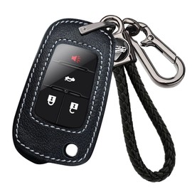 ontto Key Cover Fit for Buick Flip Key Soft Leather Key Fob Cover for Lacrosse Regal Verano Encore Cascada Allure,Antiscratched Car Key Skin Fit for GMC Terrain 2010-2019,Type-C-Black
