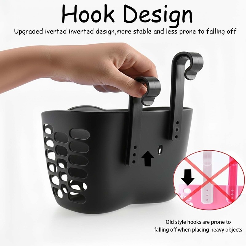 Muimurex Front Bicycle Basket, Plastic Handlebar Storage Basket Black