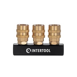 INTERTOOL 3-Way Straight Air Splitter Manifold, 1/4-inch Female NPT, With Quick Coupler Connectors PT08-1855