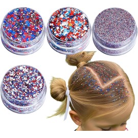 Purpurina Corporal 4 Botes De Maquillaje Patriótico Brillante Glitter Pelo Patriótico 250 Aniversario EE.UU. Niñas para Todas las Edades, y Festivales