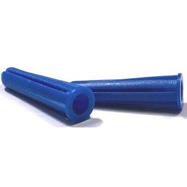 #10 - #12 x 1 Long Bantam Plug-Conical Plastic Anchors/Nylon/Blue/for Use with #10 - #12 Screws/Length: 1" / Drill Size: 1/4" (Carton: 1,000 pcs)