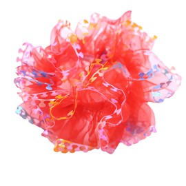 6 Pack Dance Lacing Bun Net Tuck Organza Hair Scrunchies for Girls Rich Tones Bun Covers Mesh String Headdress Ties Ponytail Bun Holders Hair Donut for Performance,Dance,Cheer,Party (Red)