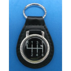 Unbranded 6 SPEED PATTERN LEATHER KEYCHAIN KEY CHAIN RING FOB BLACK #503