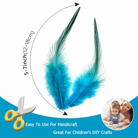 THARAHT 200pcs Aqua Blue Rooster Saddle Feathers Loose Bulk 5-7 inch 12-17cm for DIY Dream Catcher Decoration Natural Rooster Saddle Feathers