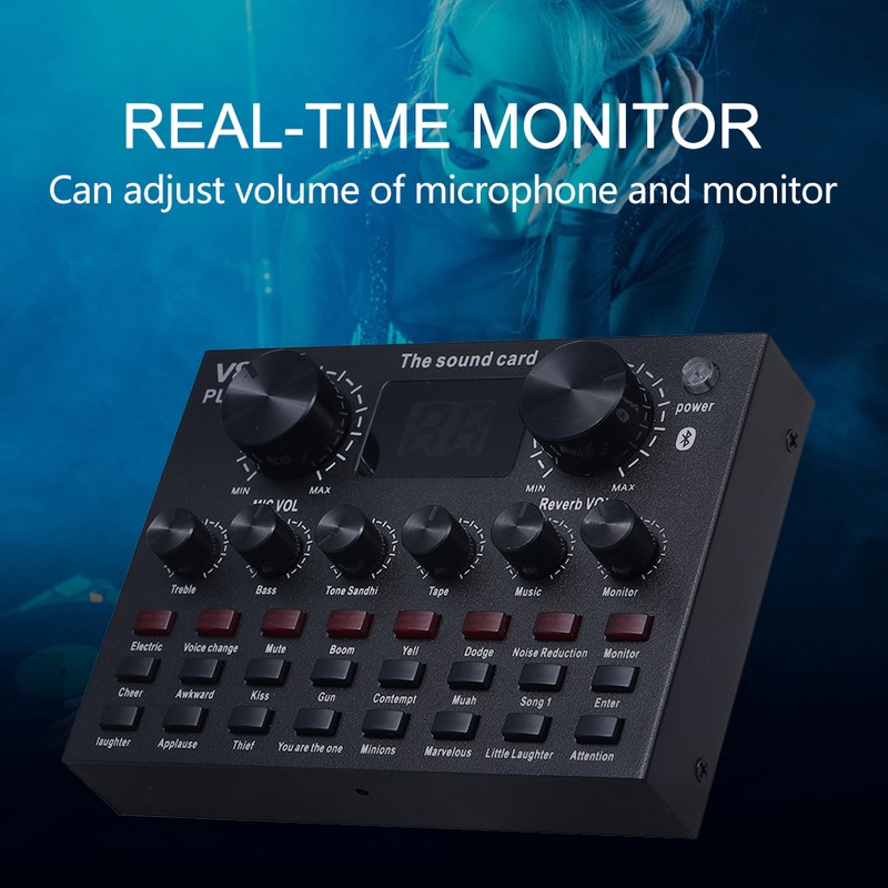 Sound Mixer Board Digital Display BT2.1 External Live Sound Card