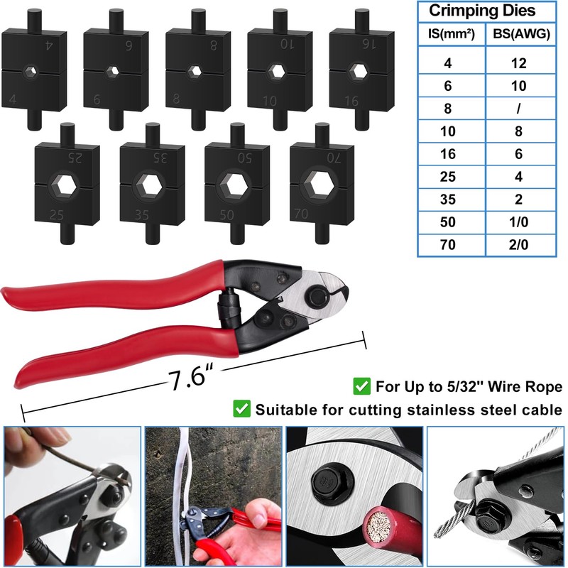 Toscoco Upgraded Hydraulic Crimping Tool and Cable Cutter, Hydraulic Cable