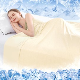 HYLEORY Cooling Blankets for Hot Sleepers, Cool Summer Blanket Keep Body Cool for Night Sweats Double Sided Lightweight Breathable Blanket for Bed Couch Sofa, Throw (50"x70"), Beige