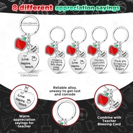Henoyso 8 Pcs Teacher Appreciation Gifts Teacher Keychain Set for Women Thank You Gifts for Teachers Birthday Gifts for Teachers (Pretty Style)