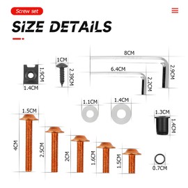 JNNJ Motorcycle Fairing Bolt Kit, 177pcs M5 M6 Motorcycle Windscreen Screws, Aluminum Fasteners Fairing Bolts Nut Clips Kit, Mounting Kits Washers Nuts Screws Assortment for Sport Bikes(Orange)