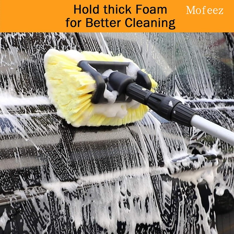MOFEEZ 10" Car Wash Brush with Soft Detailing Bristle, Flow-Thru