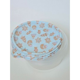 Coastal Blue Christmas Cookie Plastic Food Storage Containers, Set of 6 BPA Free Containers with Lids. 7 inches by 7 inches by 2 inches.