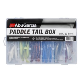 Abu Garcia Paddletail Soft Lure Kit, 60 Rubber Baits in a Range of Tried and Proven Colours, Perfect for Bass, Pike and Walleye - Great Swimming Action Includes Tackle Box