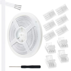 SVIANG 3 Pin 8mm LED Strip Connector Kit, 10pcs Solderless LED Tape Lights Connector and 32.8ft 3Pin 22AWG Extension Wire for 8mm IP20 IP65 SMD 5050 Dream Color LED Strip Lights WS2811 WS2812B