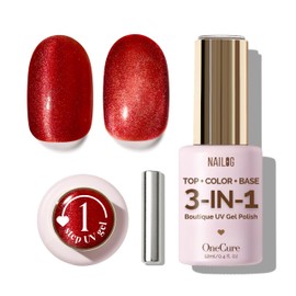 NAILOG Gel Nail Polish 12ml | Top Coat Color Gel Base 3-In-1 UV Cat Eye Gel Polish for Home DIY & Gifting | Fortune Cat