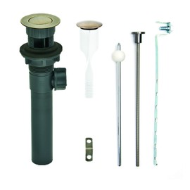 PF WaterWorks PF0324-AB-GR Never Clog Sink/Lavatory, Gray ABS ClogFREE Universal Pop-Up Drain Assembly-Easy Remove Magnetic Stopper-Antique Brass (Grey Body with Overflow)