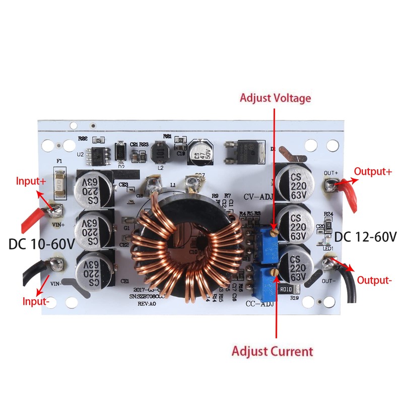 Aobao 3pcs 600W Constant Current Boost Converter DC-DC 10V-60V to