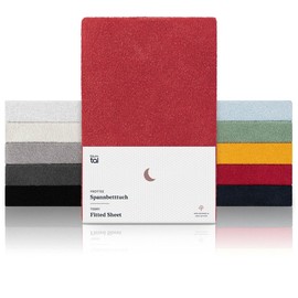 Blumtal Terry Fitted Sheet 140 x 200 cm – Cosy, Soft Fitted Sheet, Oeko-Tex Certified, Aurora Red