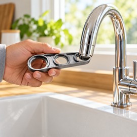 6-in-1 Faucet Aerator Wrench Removal Tool – Compact Metal Alloy Aerator Key for Kitchen and Bathroom Sink Faucets