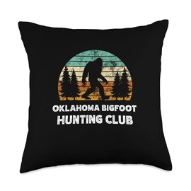Oklahoma Bigfoot Bigfoot hunting club Oklahoma Bigfoot Hunting Club Sasquatch Fan Throw Pillow, 18x18, Multicolor
