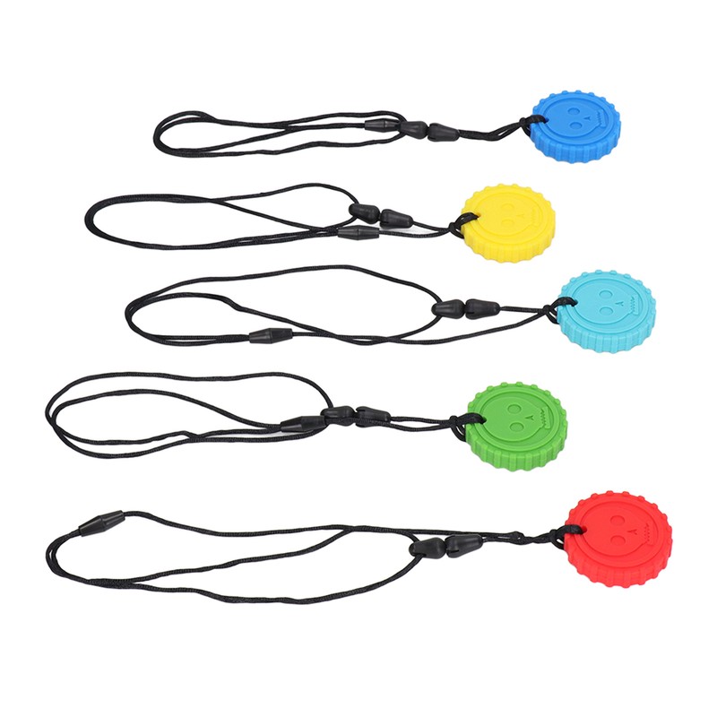 5pcs Teething Toys Silicone Skull Pattern Round Shape 5 Color